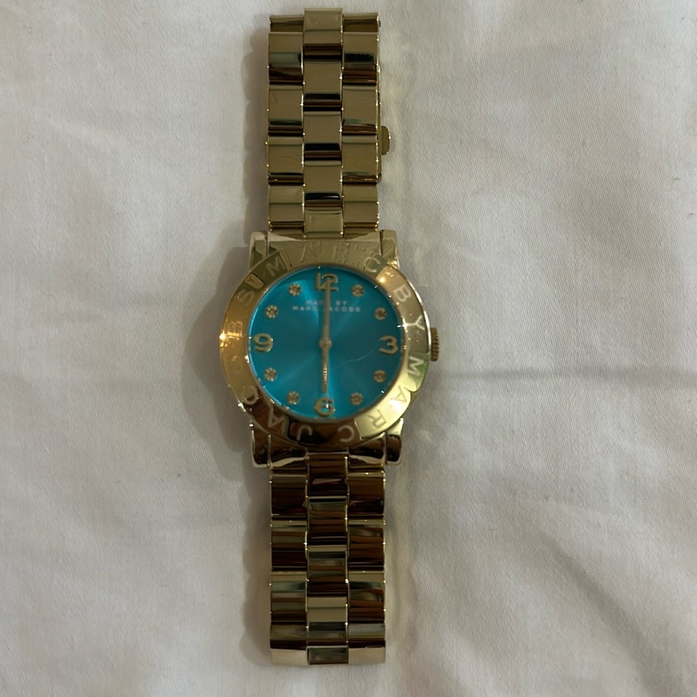 Marc Jacobs blue face gold watch